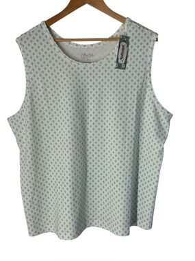 Ultra Softs National size 2X women’s sleeveless top green white